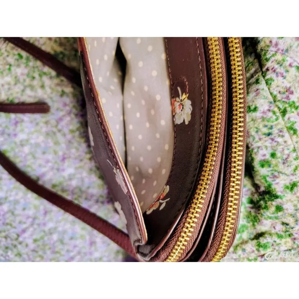 Vintage Cath Kidston Britain Leather Floral Print Shoulder Crossbody Bag